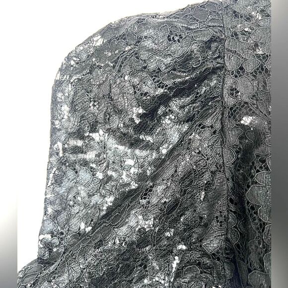 Express Women’s 90’s Black Lace Puff long Sleeve Dark Romantic Top XL Ethereal - Picture 6 of 7